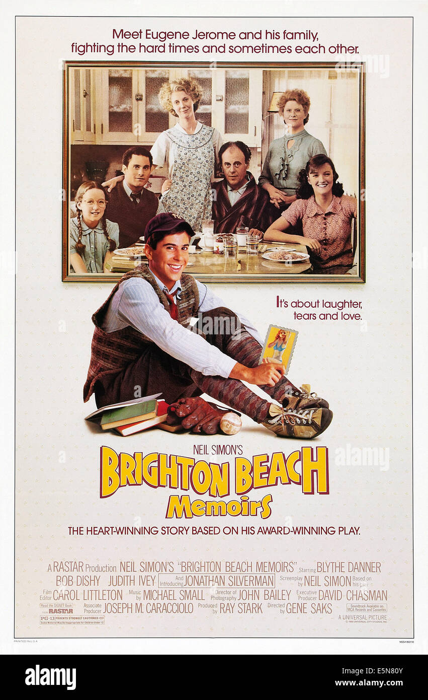 BRIGHTON BEACH MEMOIRS, Jonathan Silverman (front), rear from left: Stacey Glick, Brian Drillinger, Blythe Danner, Bob Dishy, Stock Photo