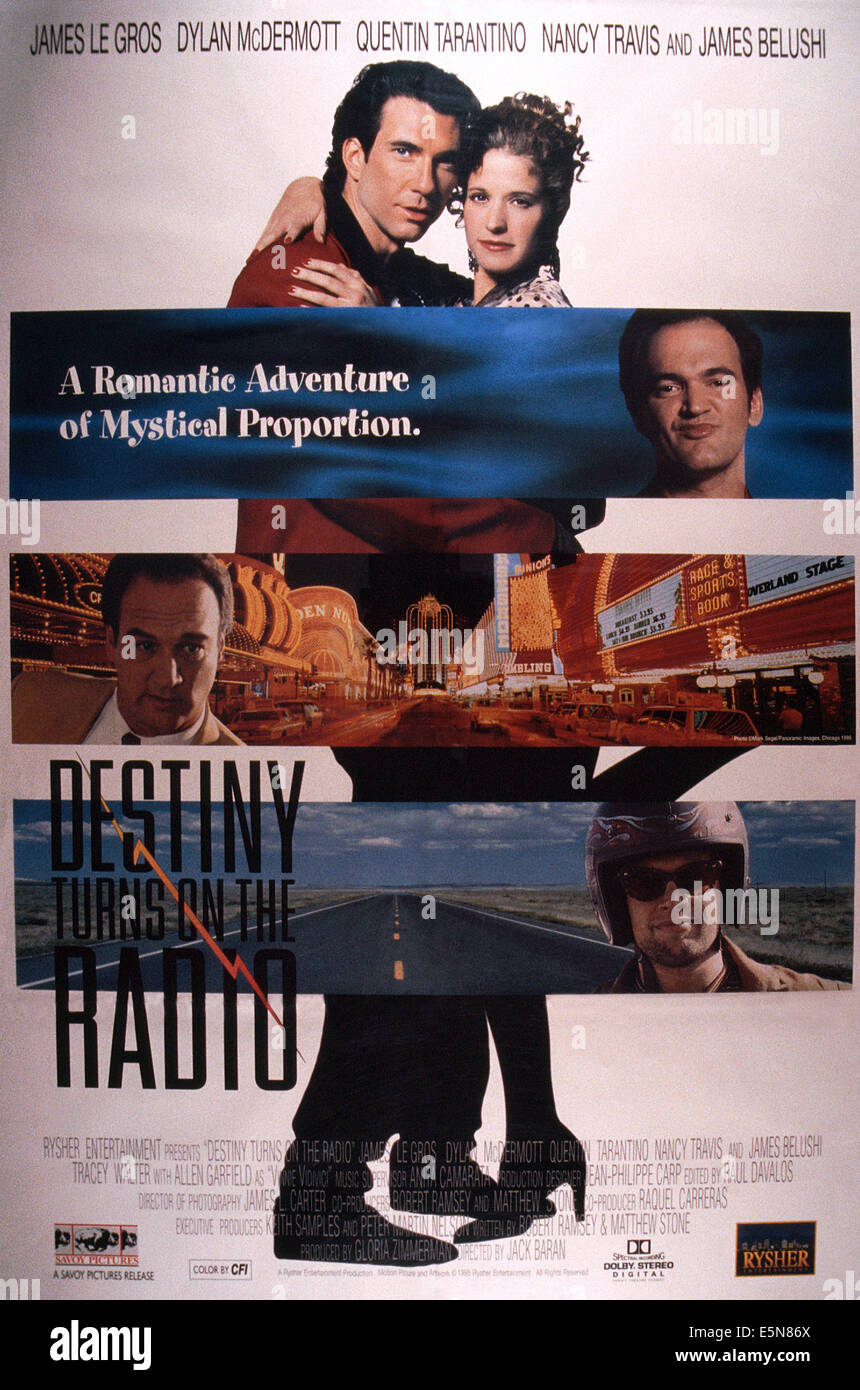 DESTINY TURNS ON THE RADIO, U.S. poster, from top: Dylan McDermott, Nancy Travis, Quentin Tarantino, James Belushi, James Stock Photo