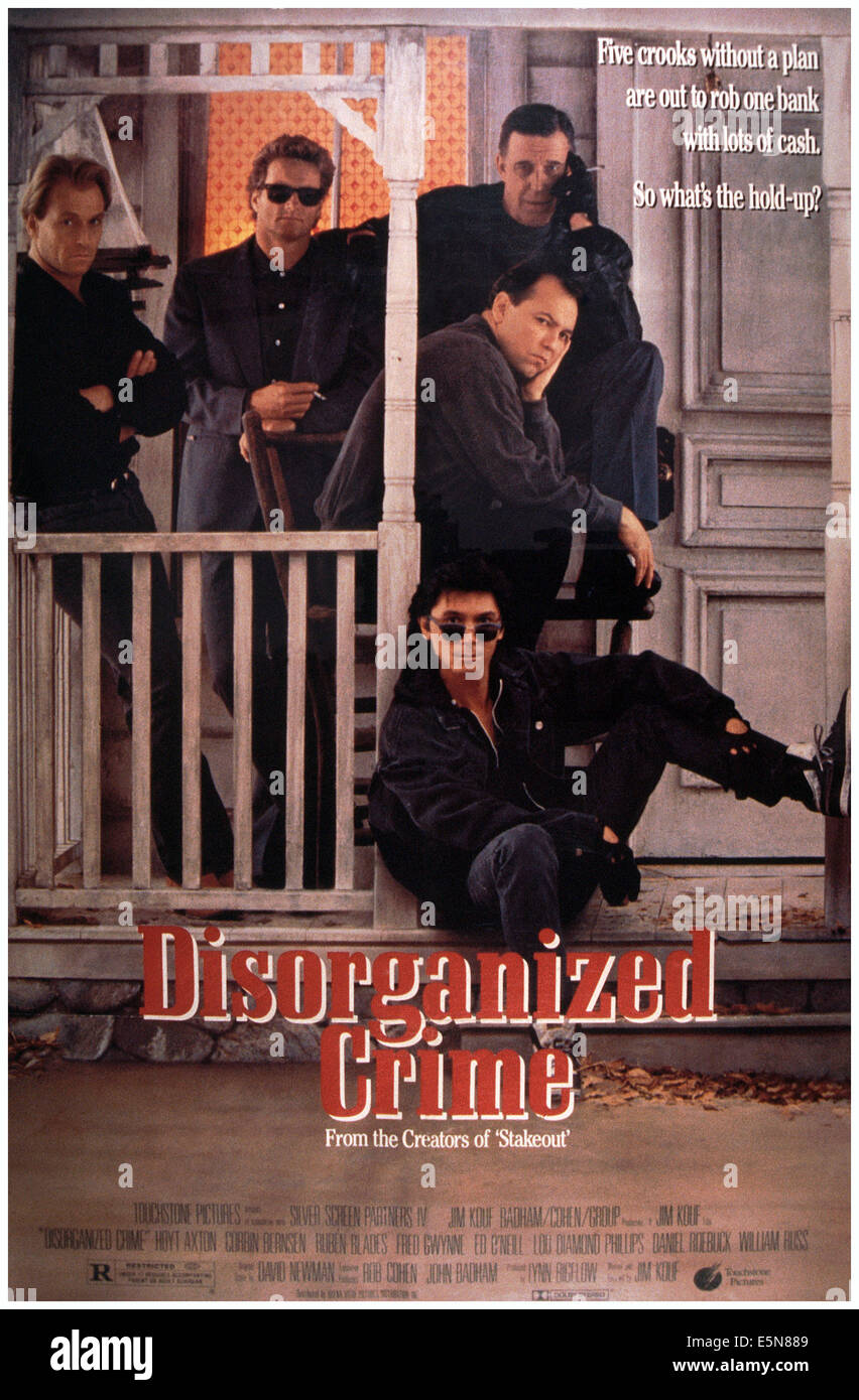 DISORGANIZED CRIME, from left: Corbin Bernsen, William Russ, Fred Gwynne, Ruben Blades, Lou Diamond Philips (bottom), 1989, © Stock Photo