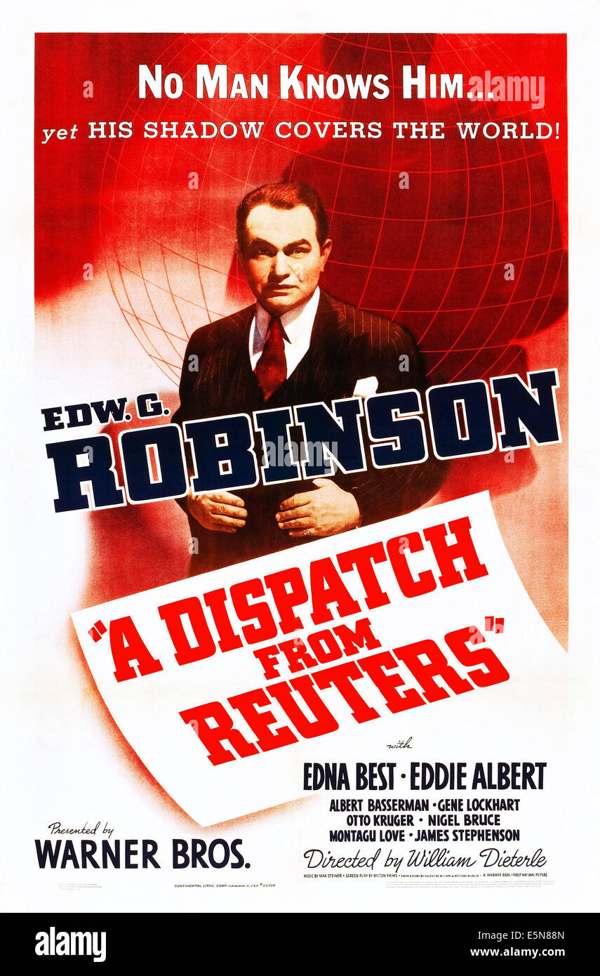 A DISPATCH FROM REUTER'S, US poster art, Edward G. Robinson, 1940 Stock Photo
