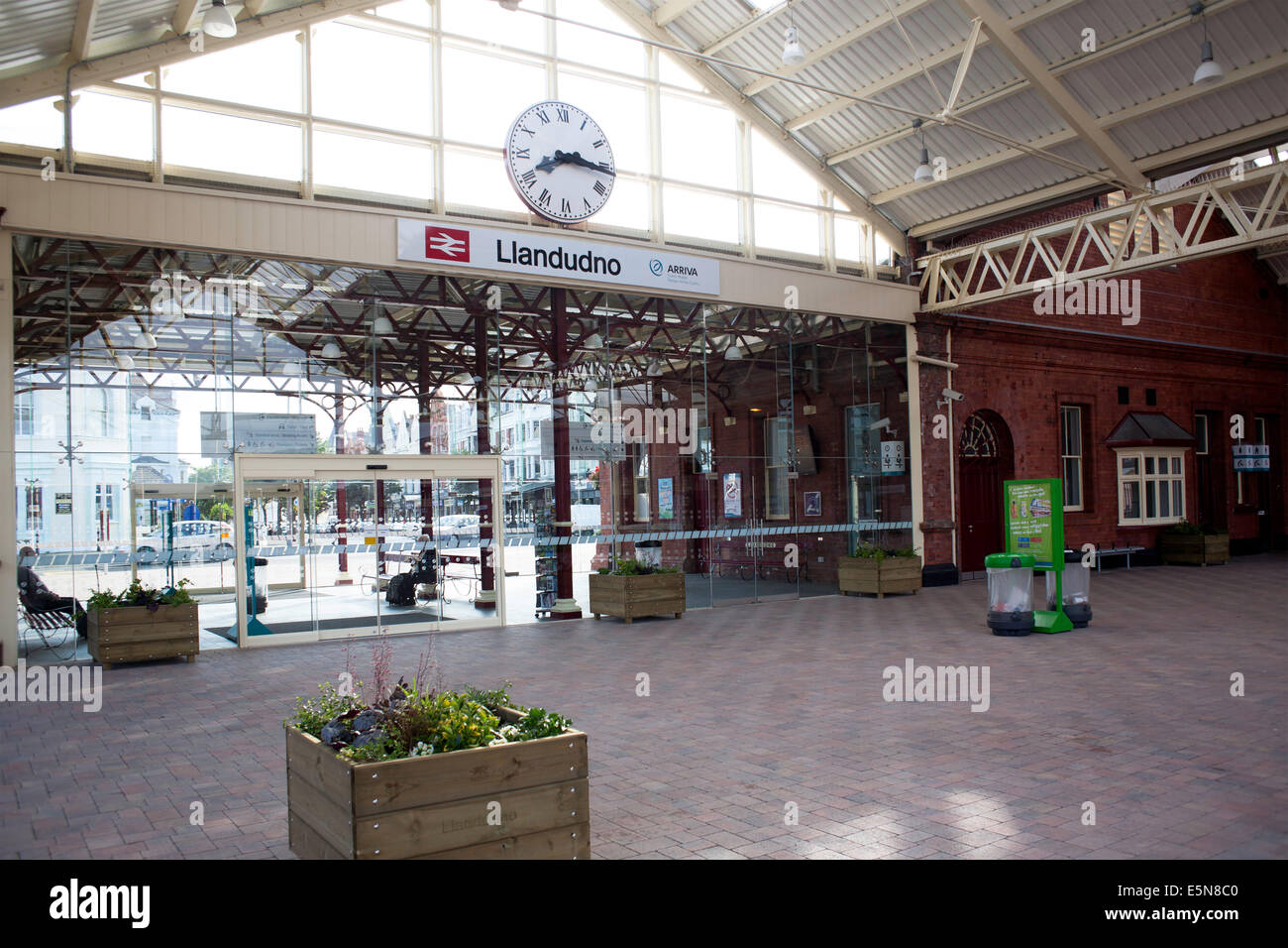 The new entrance to the Railway Station in Llandudno, Conwy North Wales Stock Photo