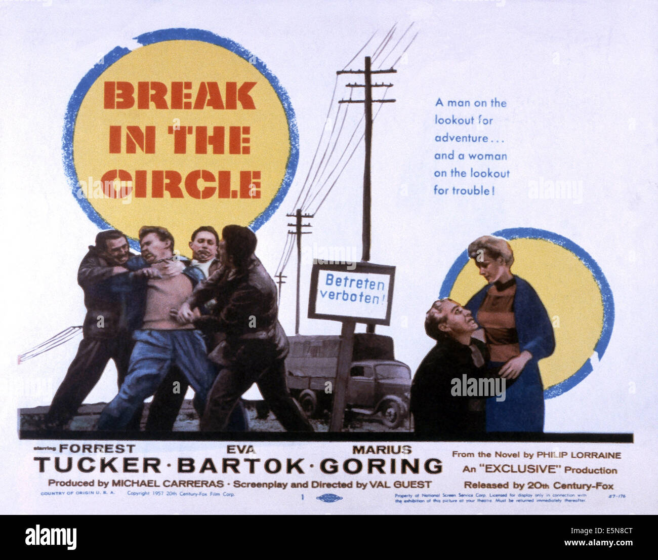 BREAK IN THE CIRCLE, right from left: Forrest Tucker, Eva Bartok, 1955, TM & Copyright © 20th Century Fox Film Corp./courtesy Stock Photo