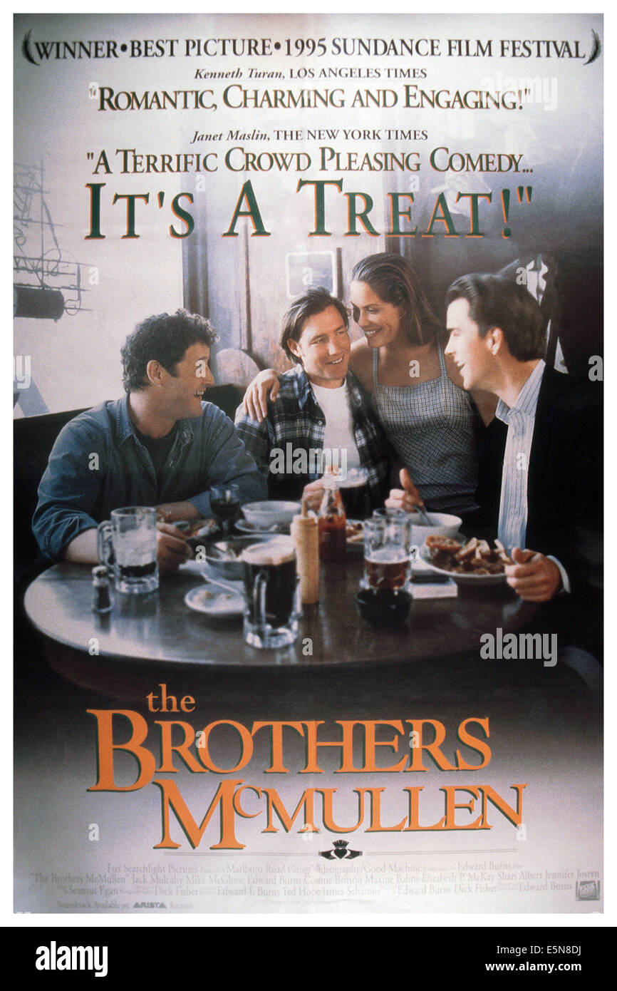 THE BROTHERS MCMULLEN, U.S. poster, from left: Jack Mulcahy, Edward Burns, Maxine Bahns, Mike McGlone, 1995, TM and Copyright Stock Photo
