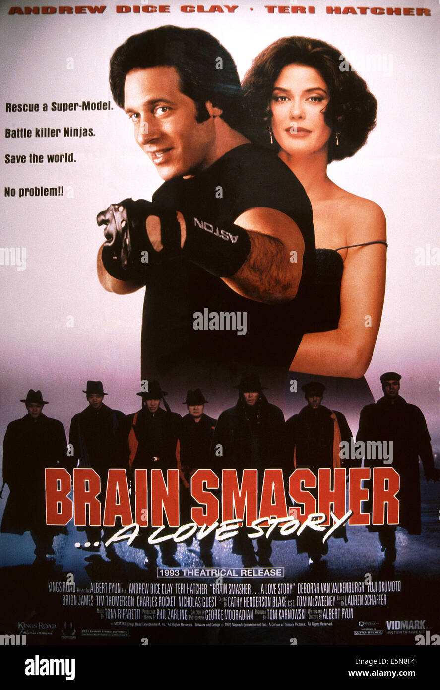 BRAIN SMASHER, from left Andrew Dice Clay, Teri Hatcher, 1993, © Trimark/courtesy Everett