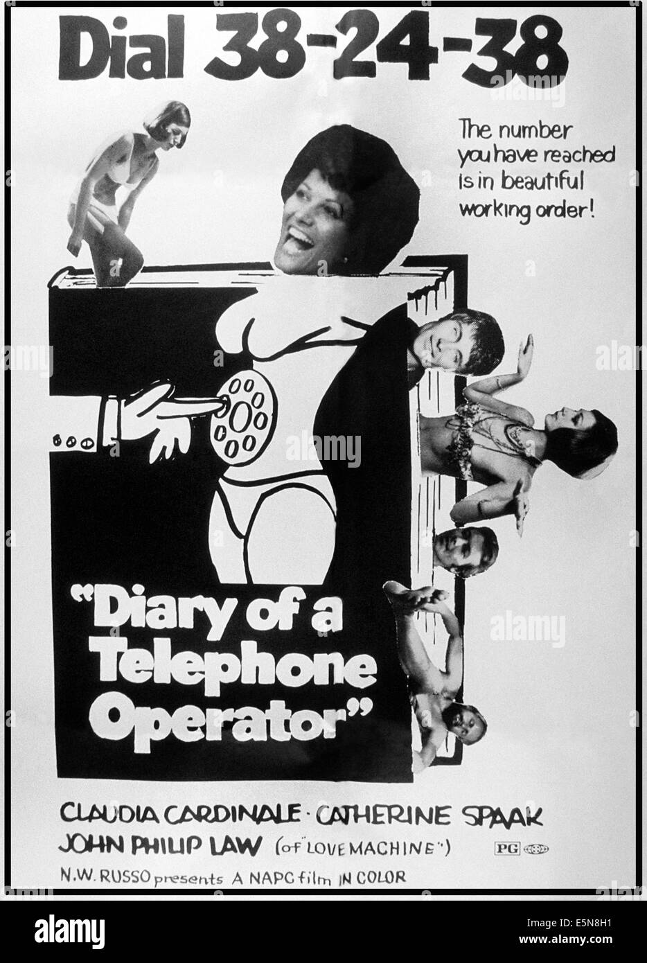 DIARY OF A TELEPHONE OPERATOR, poster, Claudia Cardinale (center), John Phillip Law (side right), 1969 Stock Photo