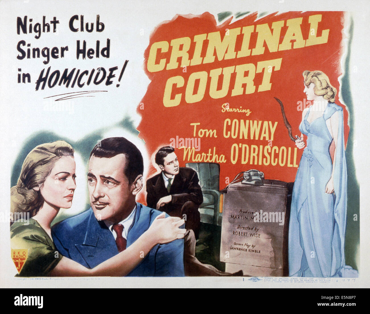 CRIMINAL COURT, left:  Martha O'Driscoll, Tom Conway, 1946 Stock Photo