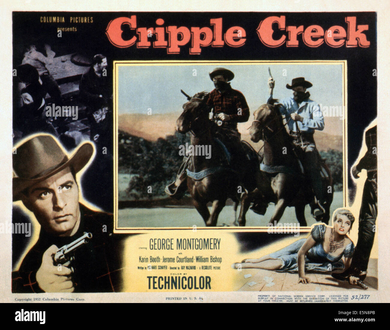 CRIPPLE CREEK, George Montgomery (bottom left), Karin Booth (bottom right), 1952 Stock Photo