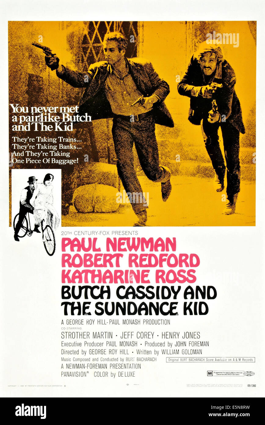 BUTCH CASSIDY AND THE SUNDANCE KID, Paul Newman, Robert Redford, 1969. TM and Copyright ©20th Century Fox Film Corp. All rights Stock Photo