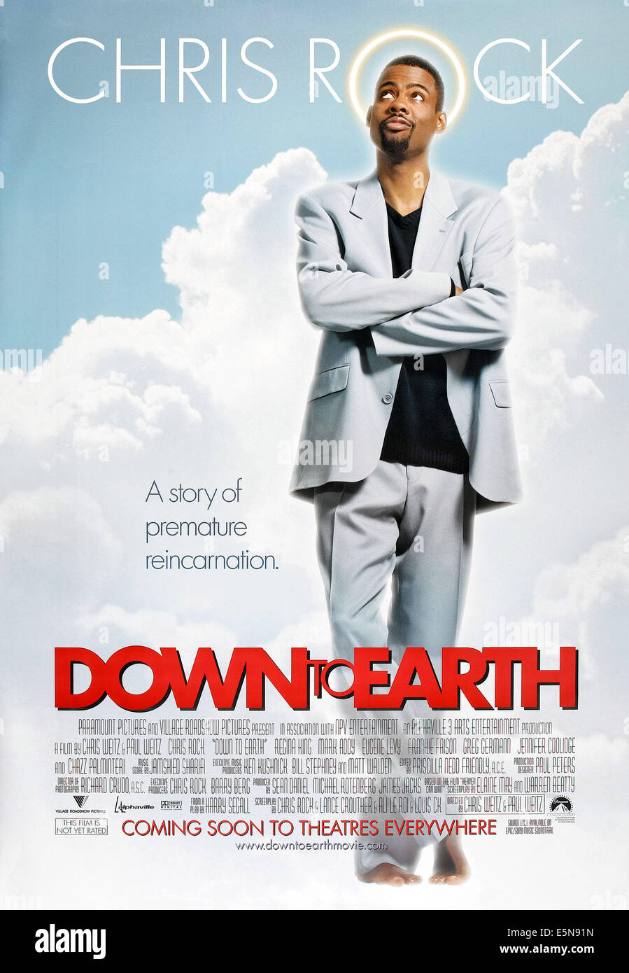 DOWN TO EARTH, US advance poster art, Chris Rock, 2001, ©Paramount Pictures/courtesy Everett Collection Stock Photo