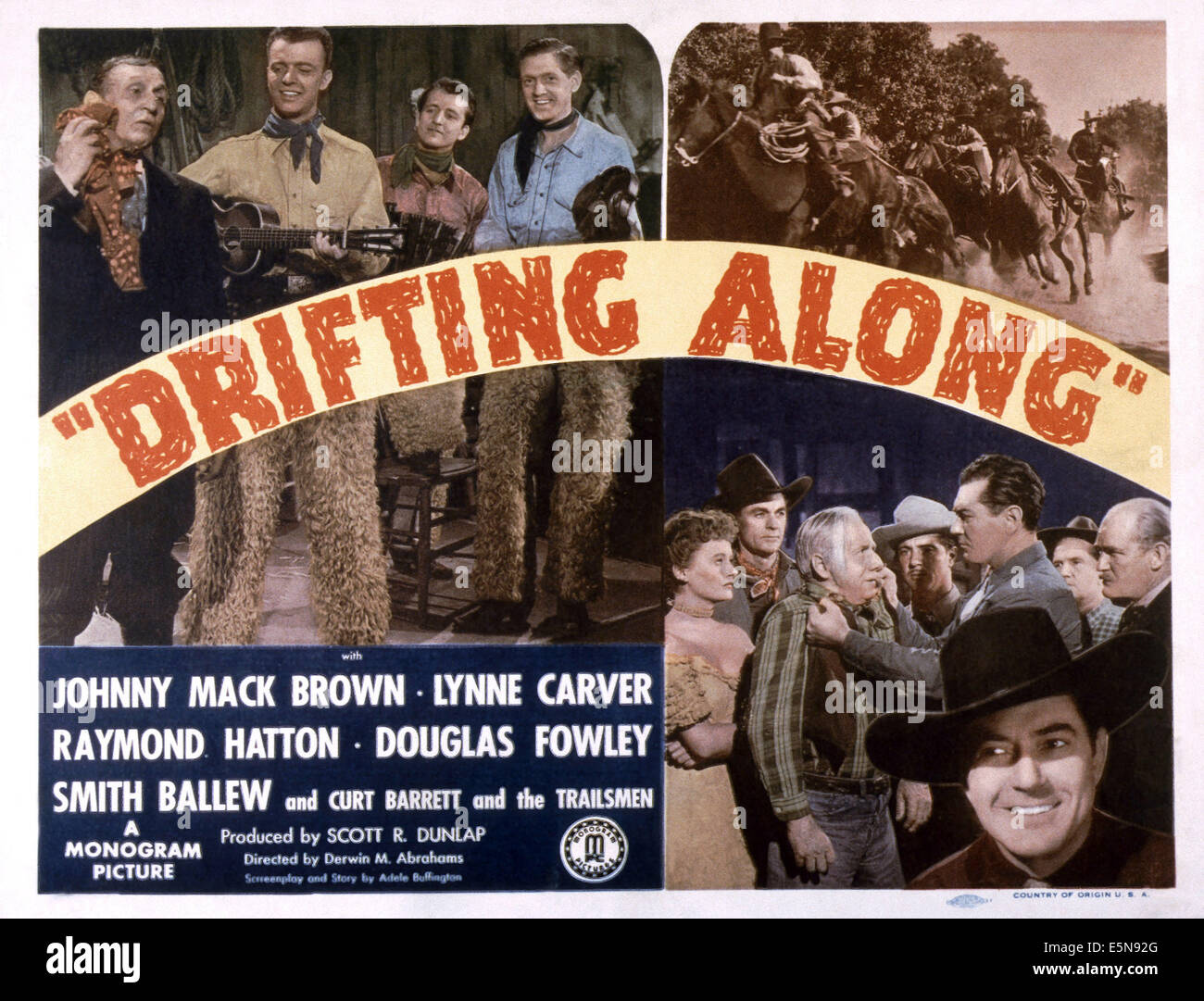 DRIFTING ALONG, Johnny Mack Brown (bottom right), 1946 Stock Photo