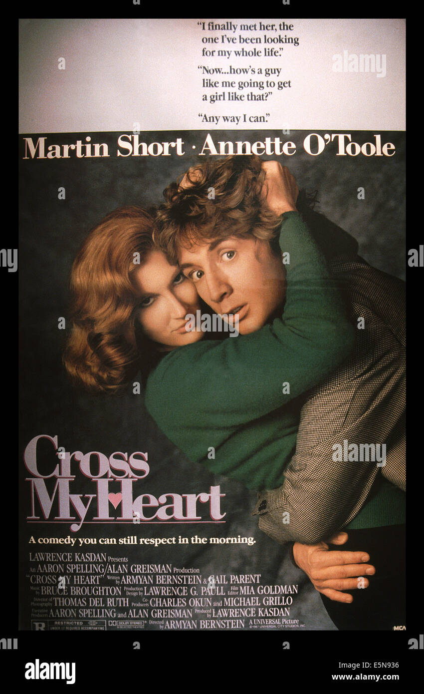 CROSS MY HEART, U.S. poster, Annette O'Toole, Martin Short, 1987. ©MCA/courtesy Everett Collection Stock Photo