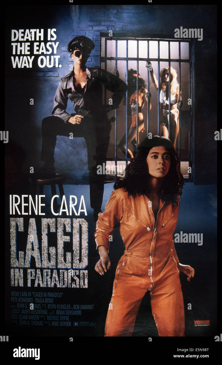 CAGED IN PARADISO, U.S. poster, Irene Cara (bottom right), 1990. ©Vidmark Entertainment/courtesy Everett Collection Stock Photo