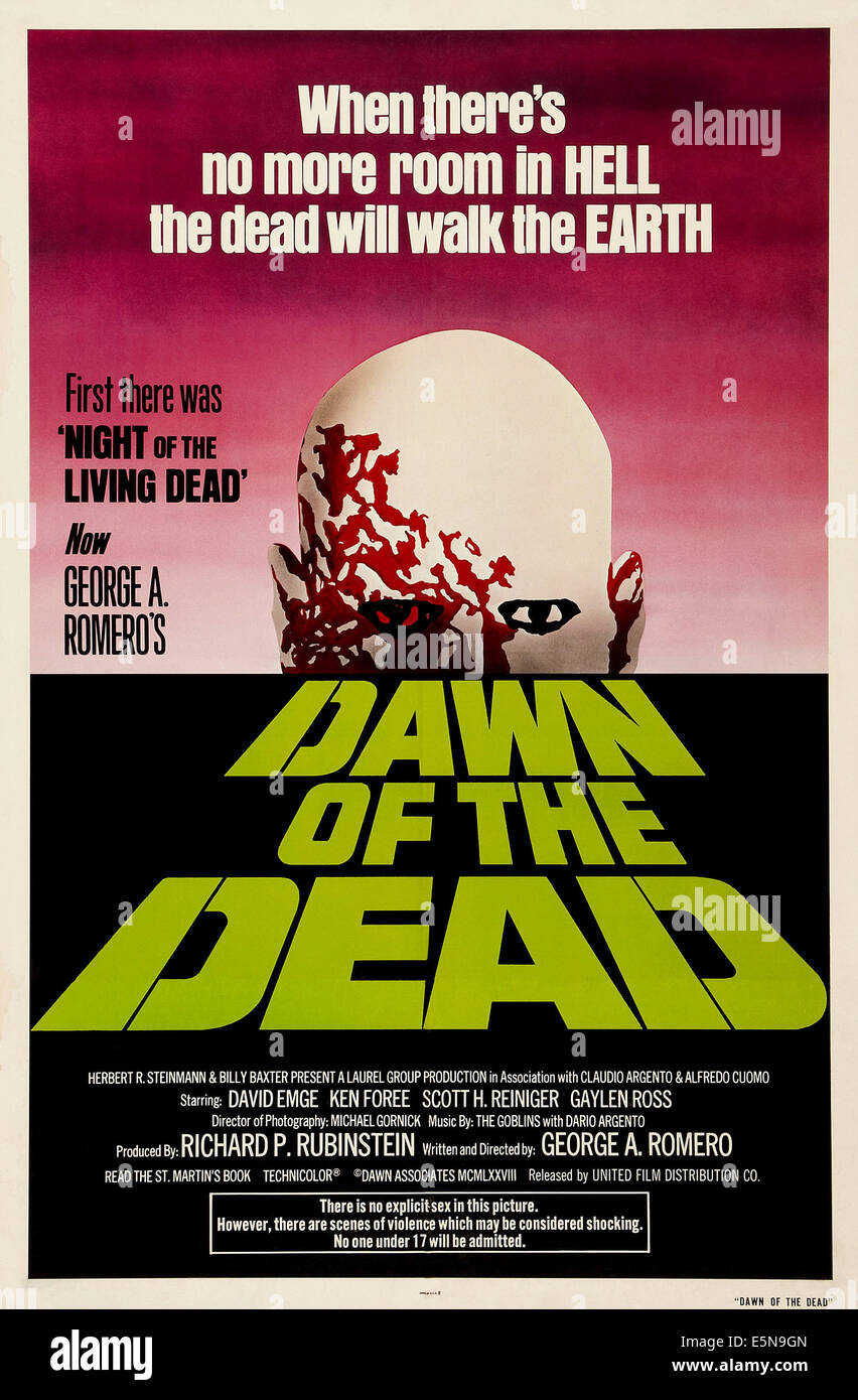 DAWN OF THE DEAD, US poster art, 1978. ©United Film Distribution Company/Courtesy Everett Collection Stock Photo