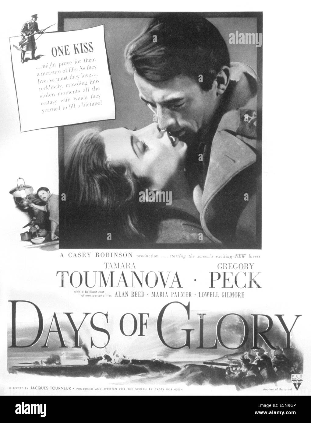 DAYS OF GLORY, from left: Tamara Toumanova, Gregory Peck, 1944 Stock Photo