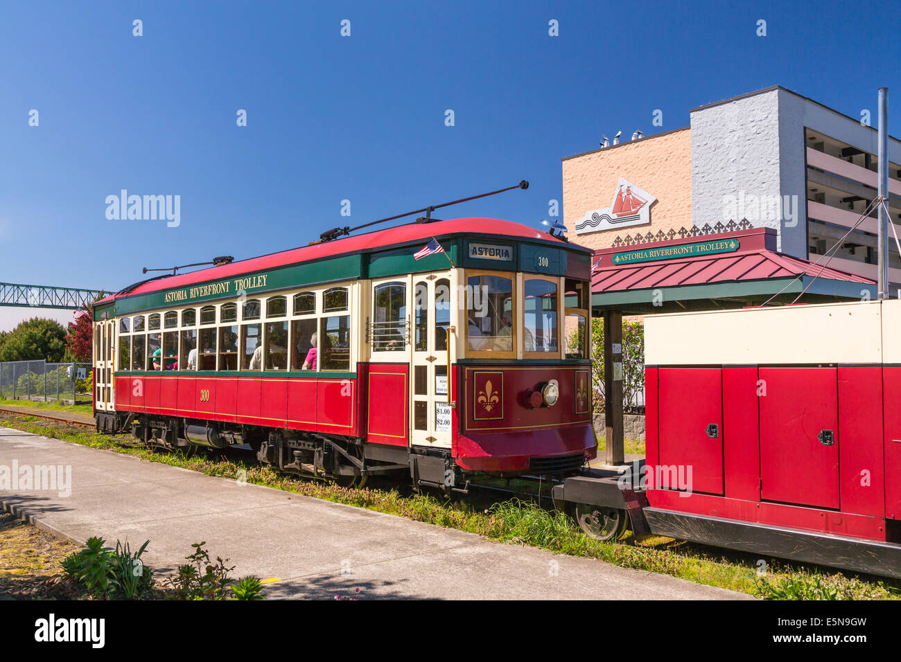 The tourist street car in Astoria, Oregon, USA Stock Photo Alamy