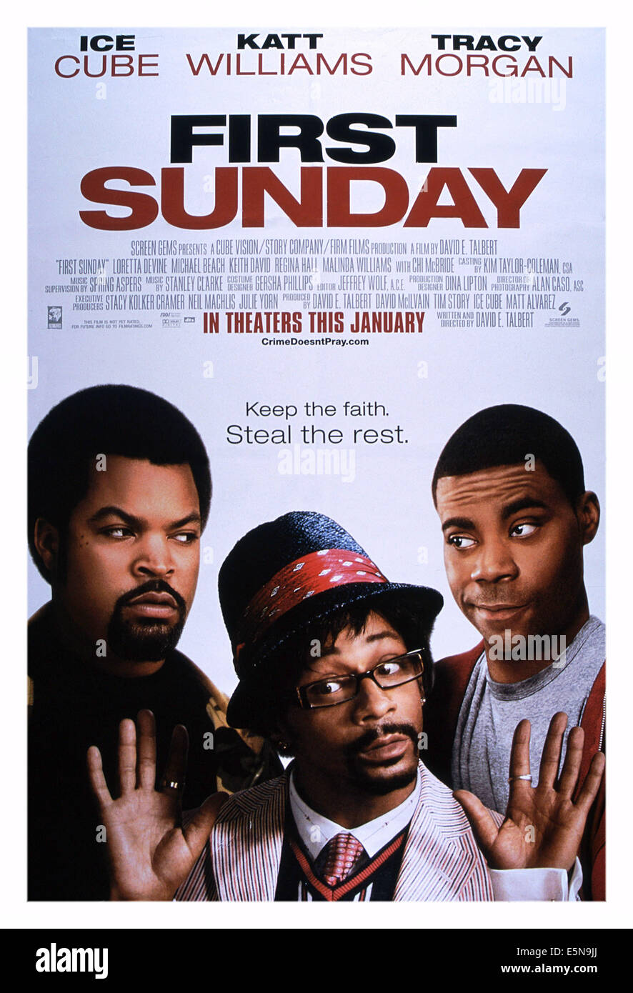 FIRST SUNDAY, from left: Ice Cube, Katt Williams, Tracy Morgan, 2008, © Screen Gems/courtesy Everett Collection Stock Photo