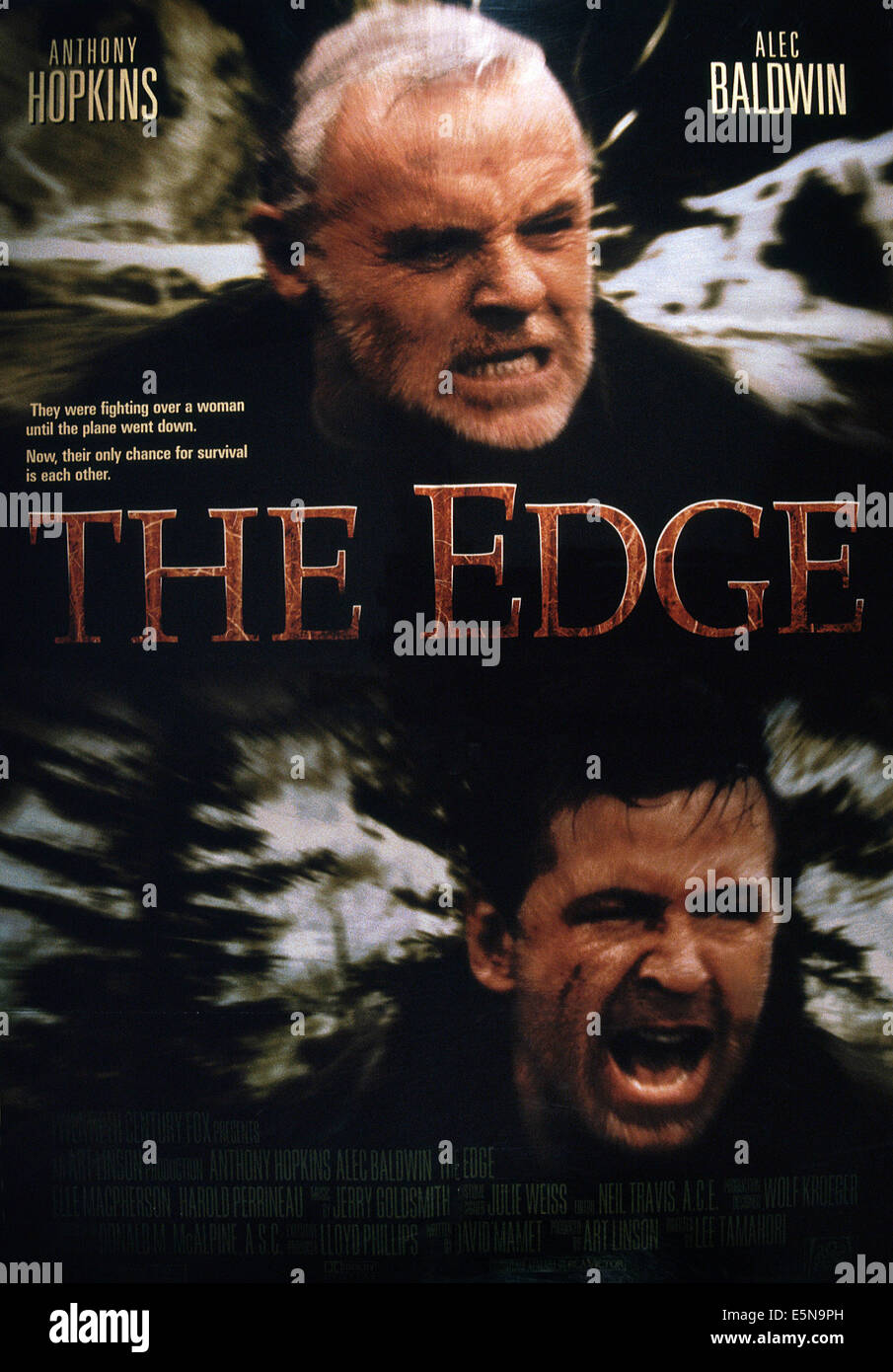 THE EDGE, Anthony Hopkins (top), Alec Baldwin, 1997, TM & Copyright