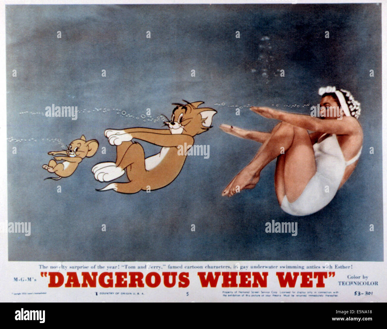 DANGEROUS WHEN WET, Jerry, Tom, Esther Williams [Tom and Jerry], 1953 Stock Photo