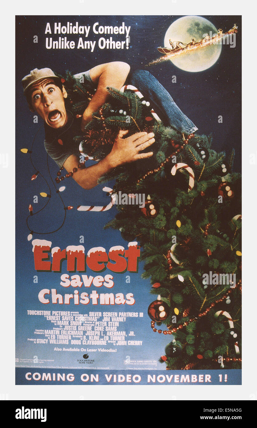 ERNEST SAVES CHRISTMAS, U.S. poster, Jim Varney, 1988. ©Buena Vista Pictures/courtesy Everett Collection Stock Photo