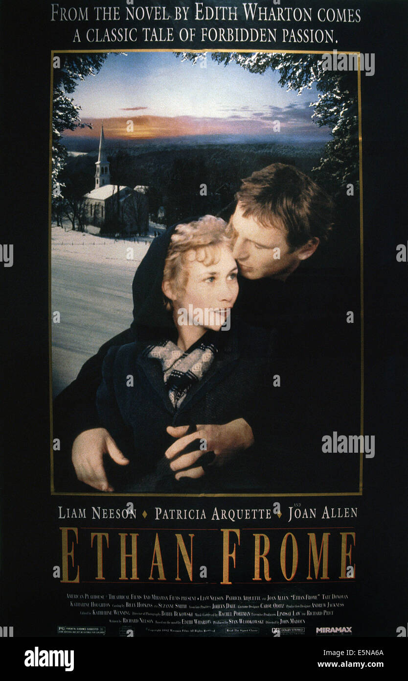 ETHAN FROME, poster, from left: Patricia Arquette, Liam Neeson, 1993. ©Miramax/courtesy Everett Collection Stock Photo