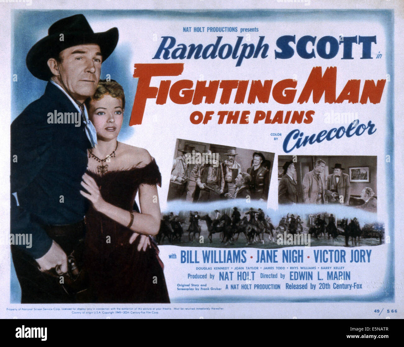 FIGHTING MAN OF THE PLAINES, from left: Randolph Scott, Jane Nigh, 1949, TM & Copyright © 20th Century Fox Film Corp./courtesy Stock Photo