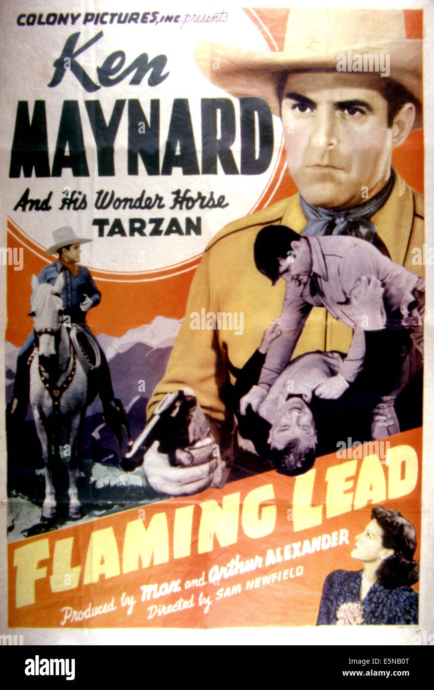 FLAMING LEAD, Ken Maynard, 1939 Stock Photo