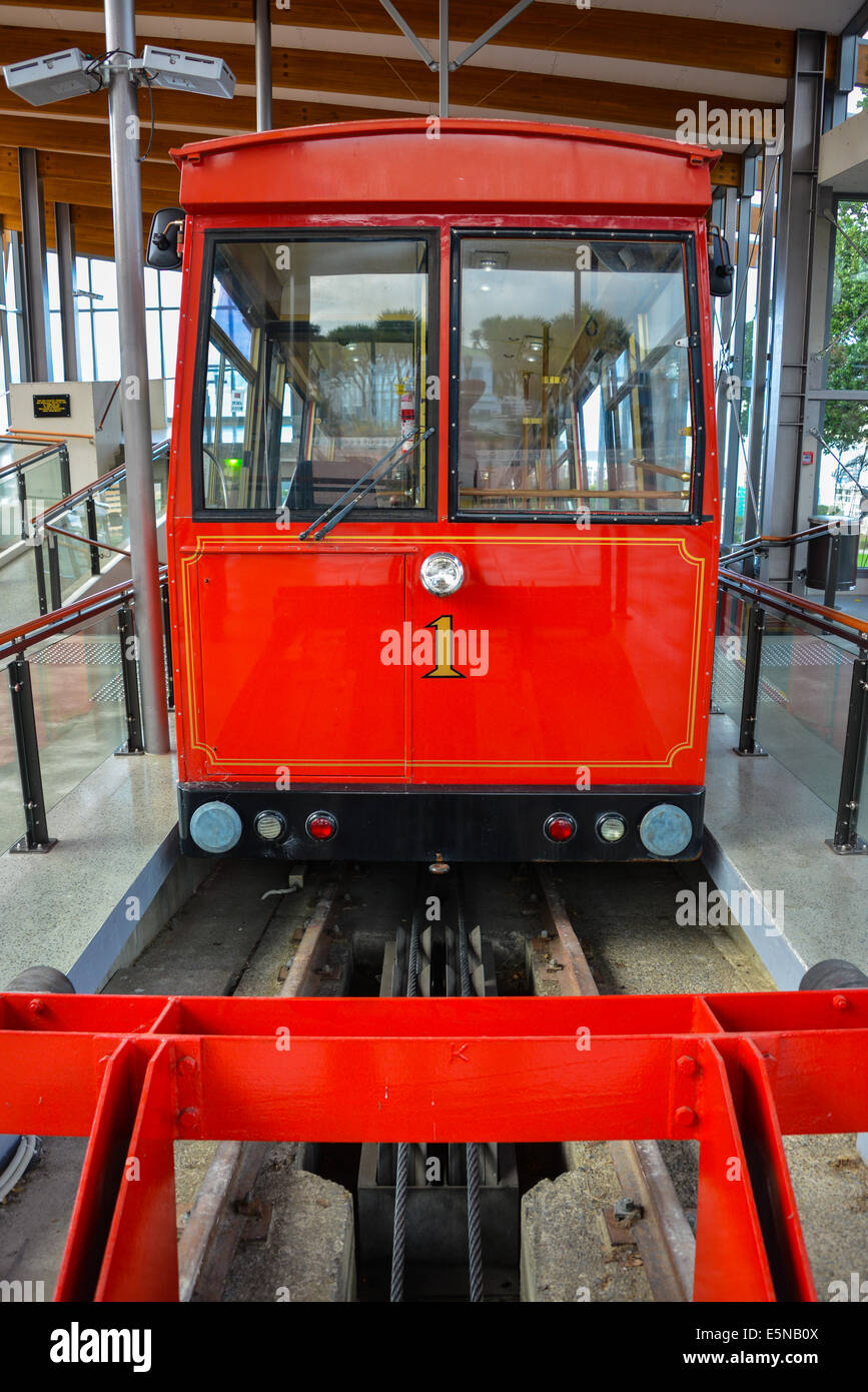 The Wellington Cable Car is a funicular railway in Wellington, New Zealand between Lambton Quay and Kelburn view of wellington Stock Photo