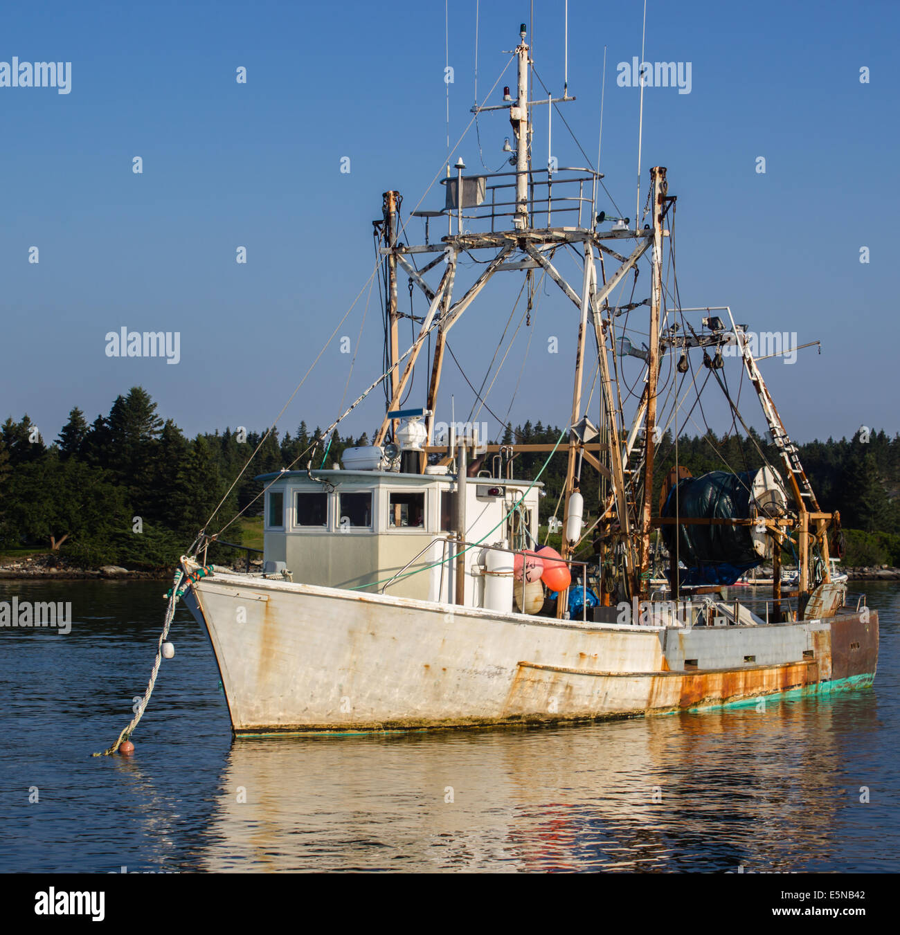 Older working fishing trawler in Maine Stock Photo - Alamy