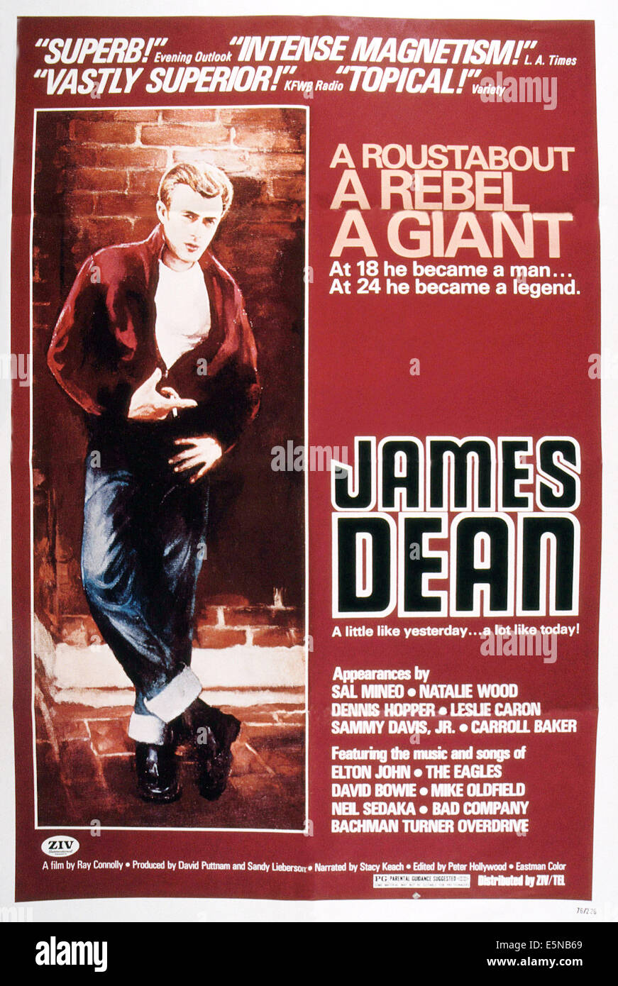 JAMES DEAN, THE FIRST AMERICAN TEENAGER, U.S. poster, James Dean, 1975 Stock Photo