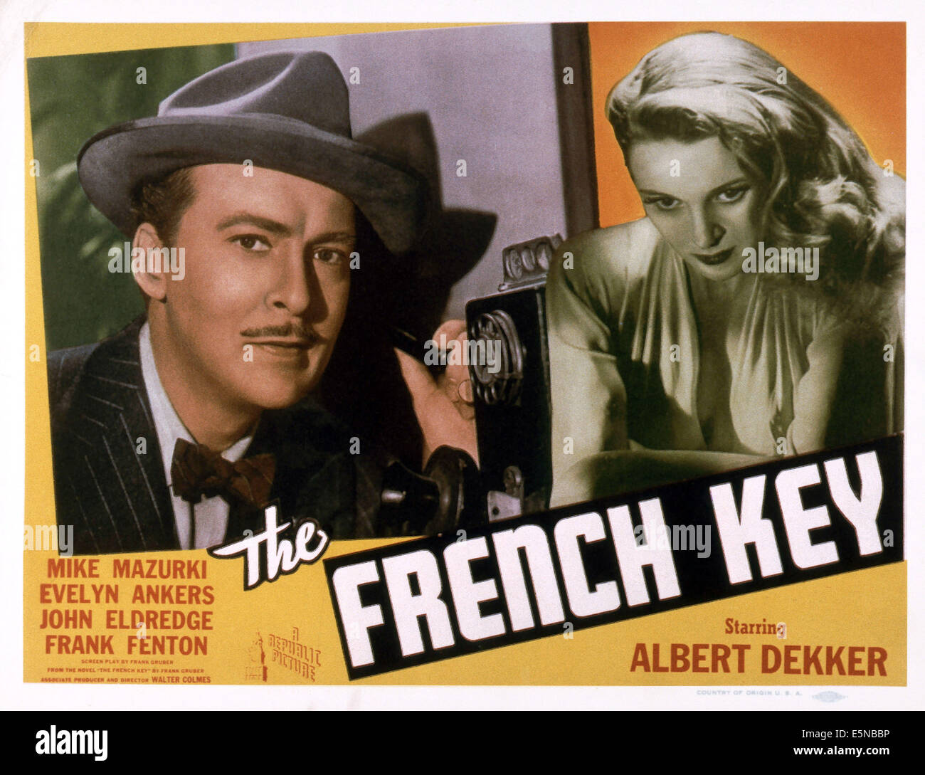 THE FRENCH KEY, from left: Albert Dekker, Evelyn Ankers, 1946 Stock Photo