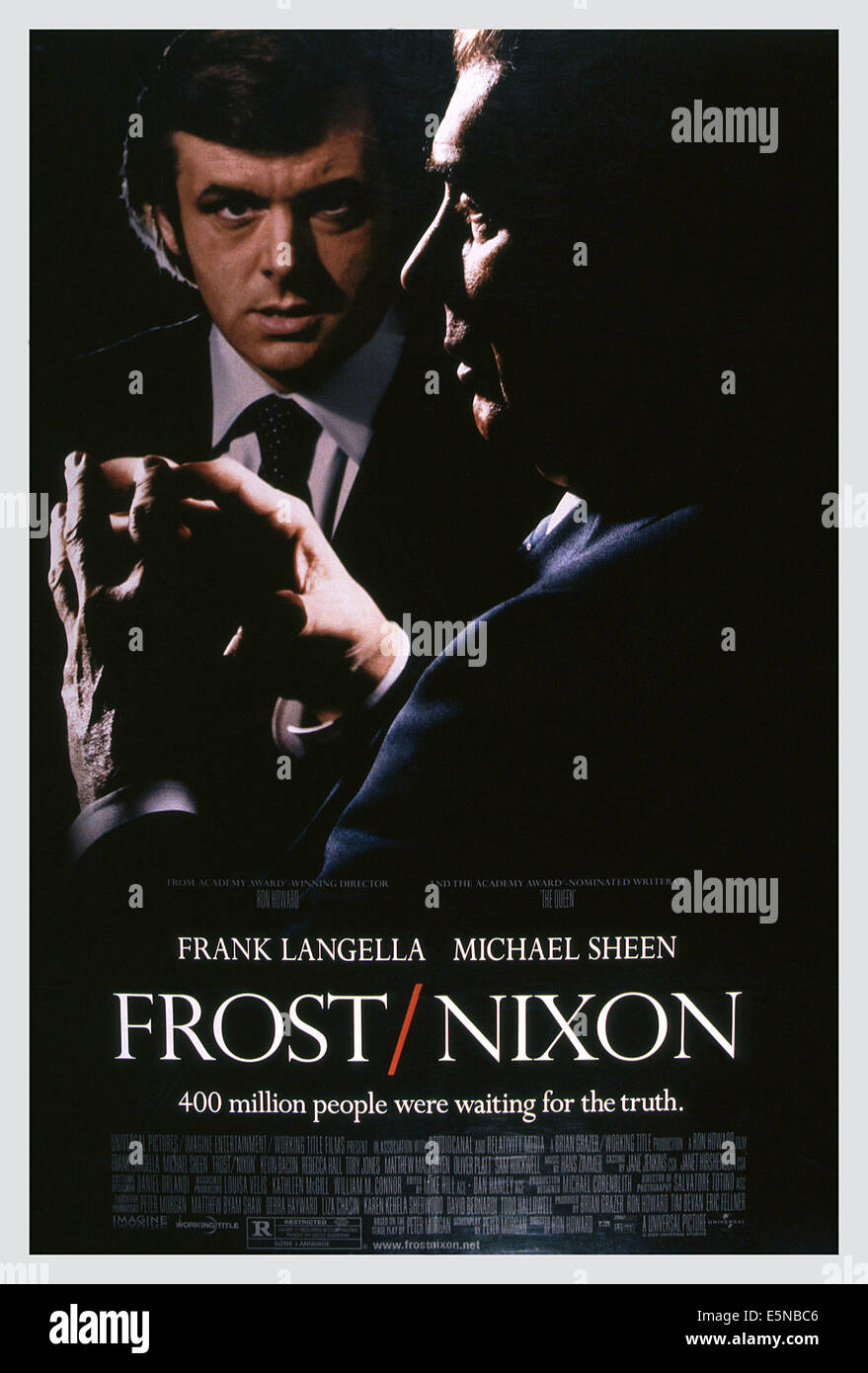 FROST/NIXON, poster, from left: Michael Sheen as David Frost, Frank Langella as Richard Nixon, 2008. ©Universal/courtesy Stock Photo