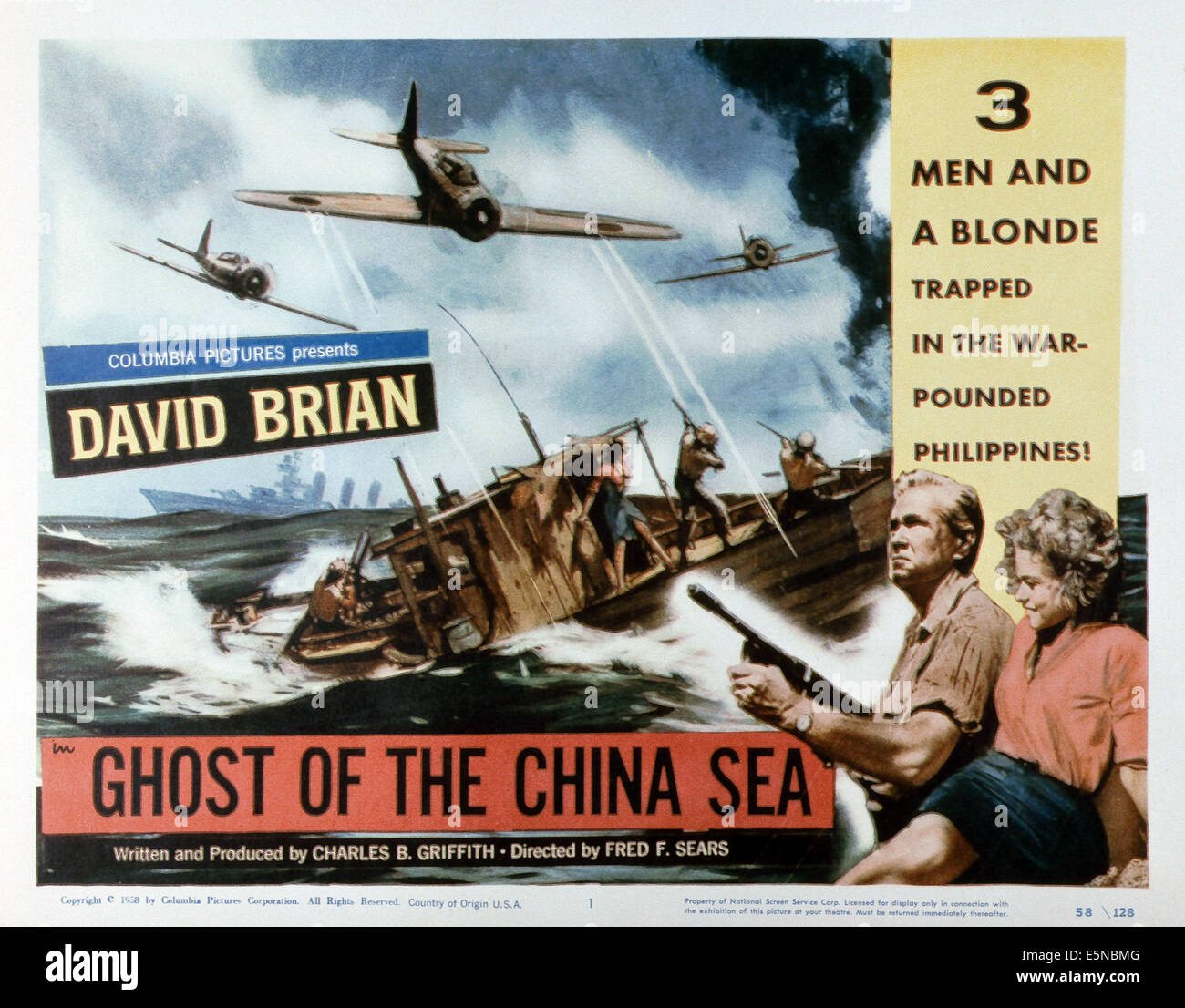 GHOST OF THE CHINA SEA, bottom right: David Brian, Lynette Bernay, 1958 Stock Photo