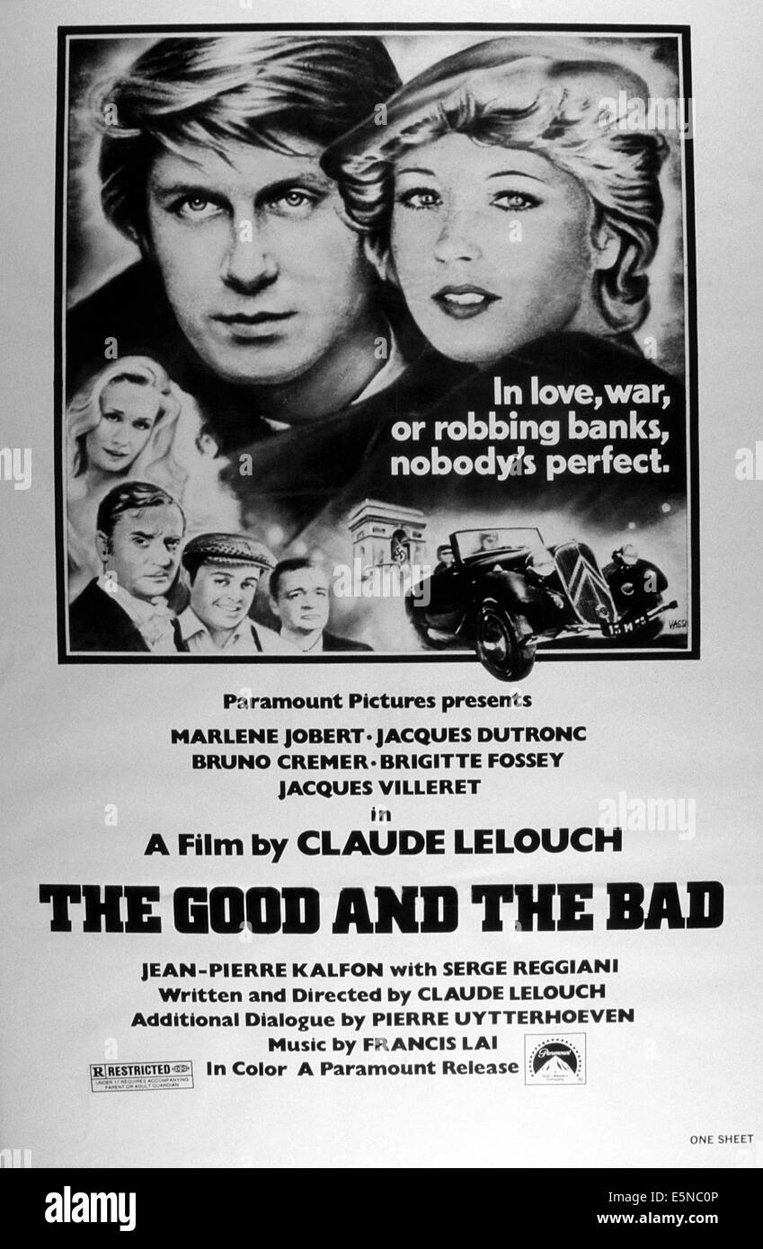 THE GOOD AND THE BAD, (aka LE BON ET LES MECHANTS), top from left: Jacques Dutronc, Marlene Jobert, 1976 Stock Photo