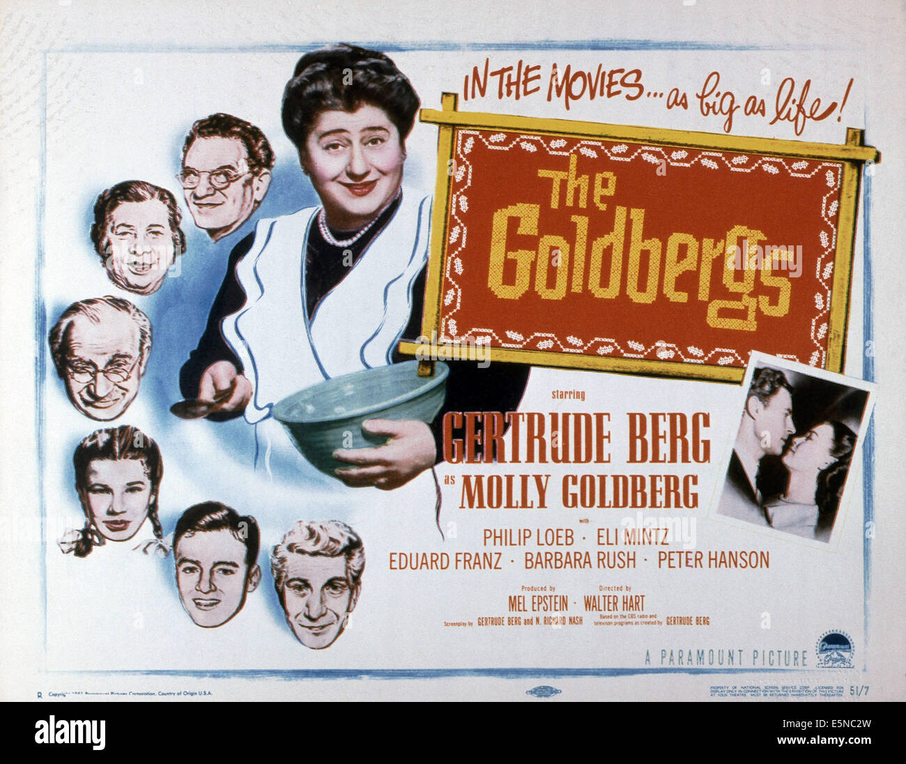 THE GOLDBERGS, Gertrude Berg (bowl), heads from top: Philip Loeb, Sarah Krohner, Eli Mintz, Arlene McQuade, Larry Robinson, Stock Photo