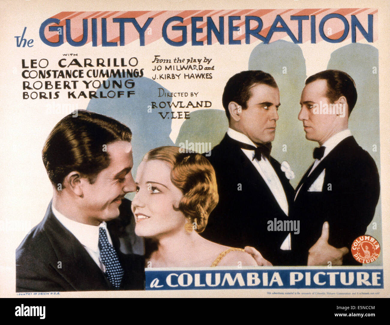 THE GUILTY GENERATION, front from left: Robert Young, Constance Cummings, rear from left: Leo Carrillo, Leslie Fenton, 1931 Stock Photo