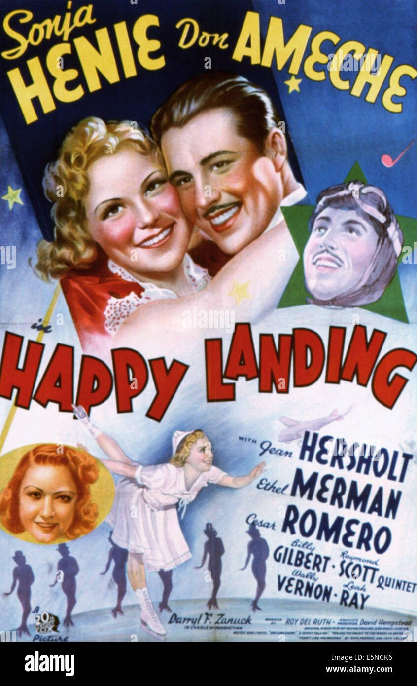 HAPPY LANDING, Sonja Henie, Don Ameche, 1938, (c) 20th Century Fox, TM & Copyright / Courtesy: Everett Collection Stock Photo