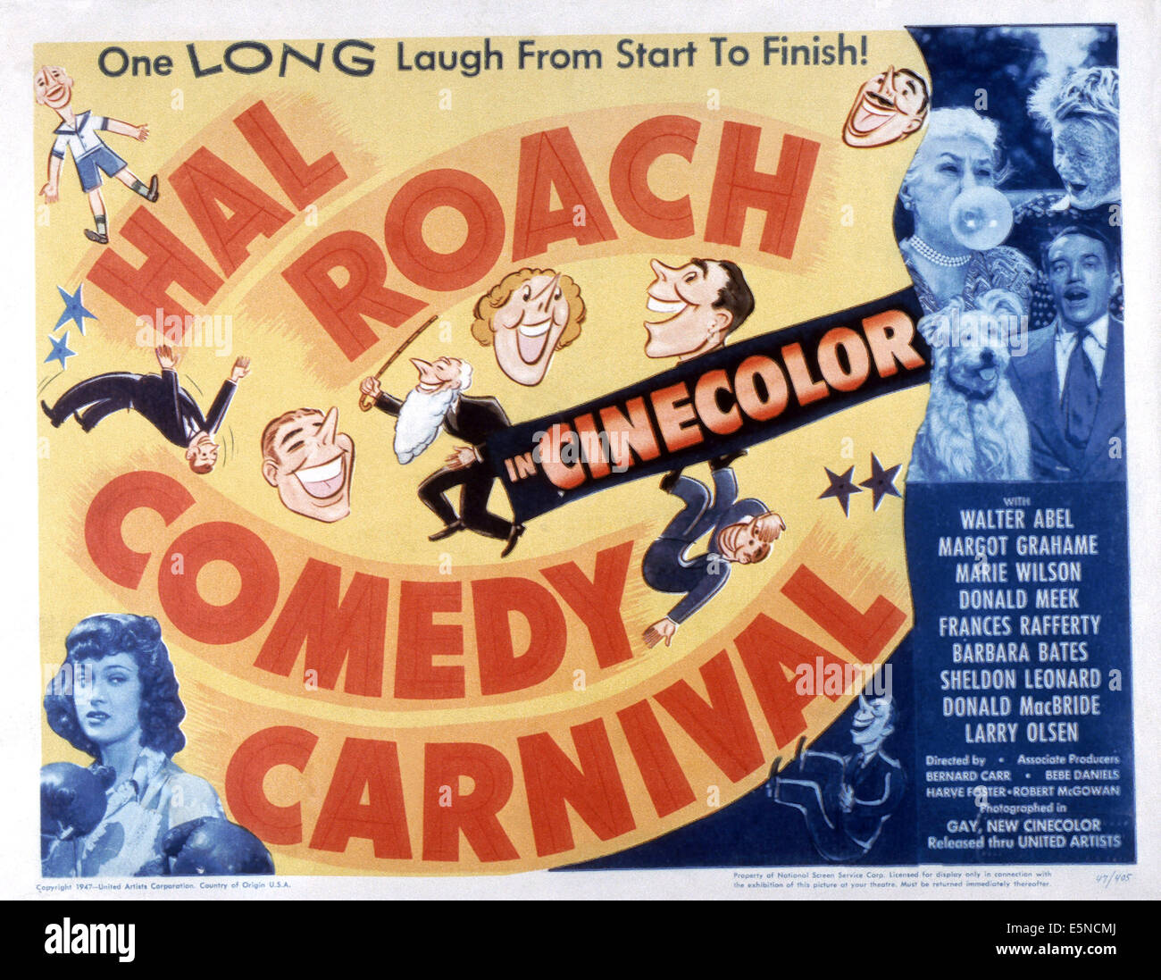 THE HAL ROACH COMEDY CARNIVAL, Frances Rafferty (bottom left), Walter Abel (with dog), 1947 Stock Photo