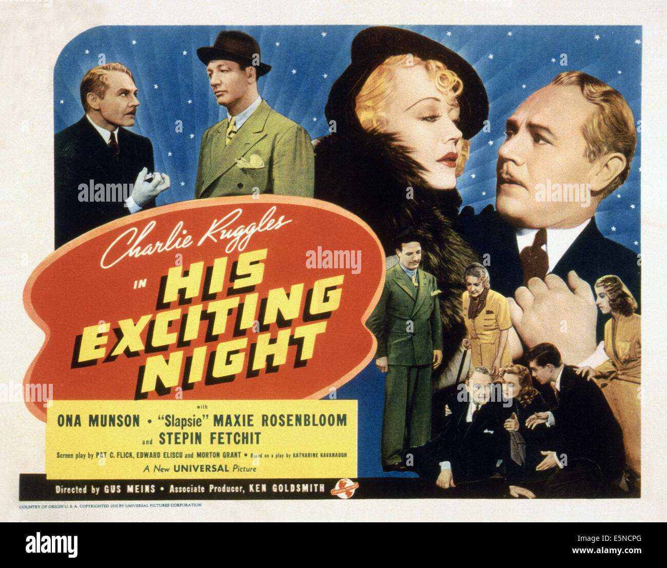 HIS EXCITING NIGHT, from left: Charles Ruggles, Max 'Slapsie Maxie ...