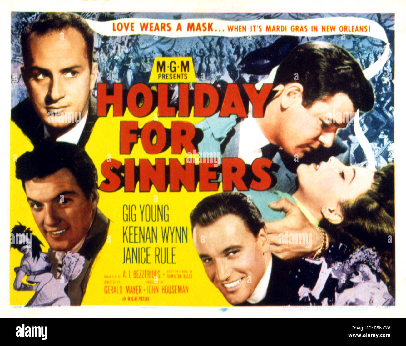 HOLIDAY FOR SINNERS, Keenan Wynn, William Campbell, Richard Anderson, Gig Young, Janice Rule, 1952 Stock Photo
