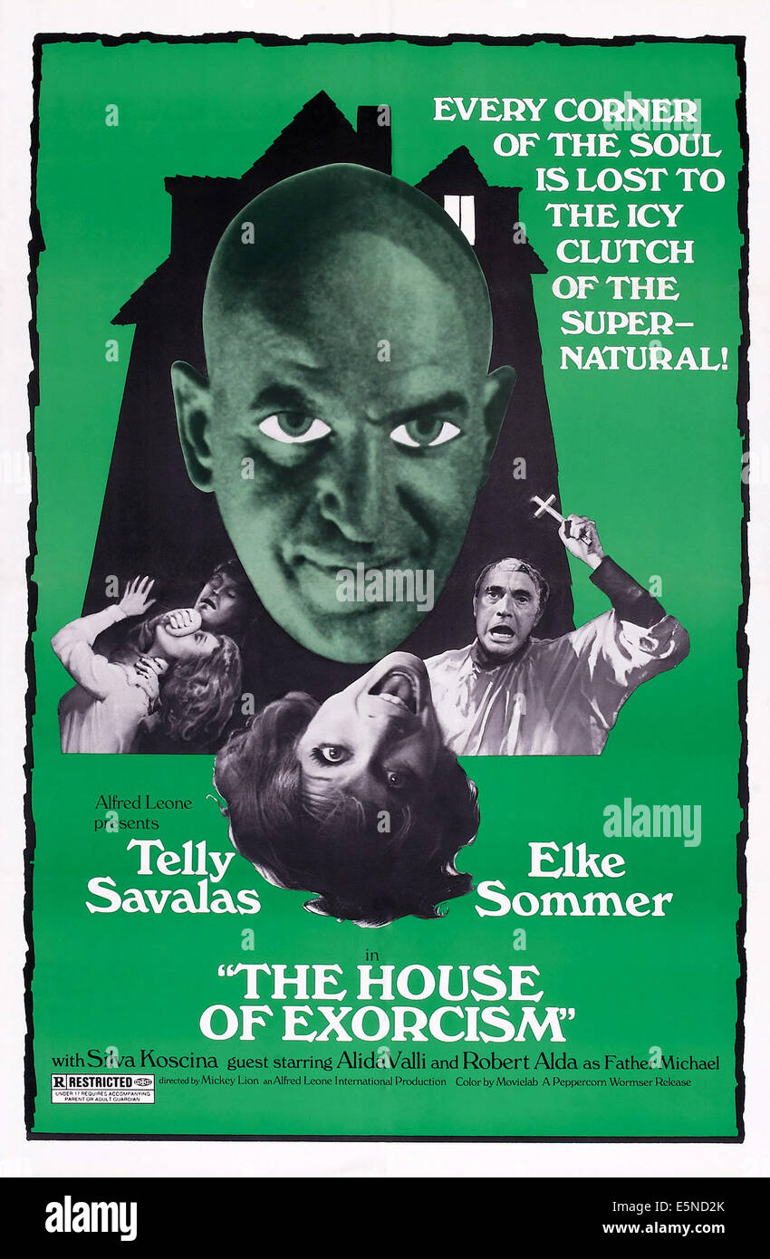 THE HOUSE OF EXORCISM, (reeditied version of LISA AND THE DEVIL, aka LISA E IL DIAVOLO), Telly Savalas (top), Elke Sommer Stock Photo
