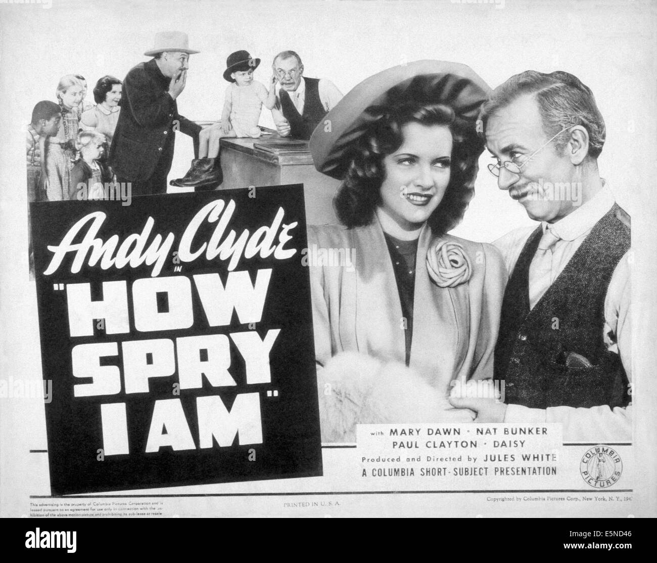 HOW SPRY I AM, front from left: Mary Dawn, Andy Clyde, 1942 Stock Photo