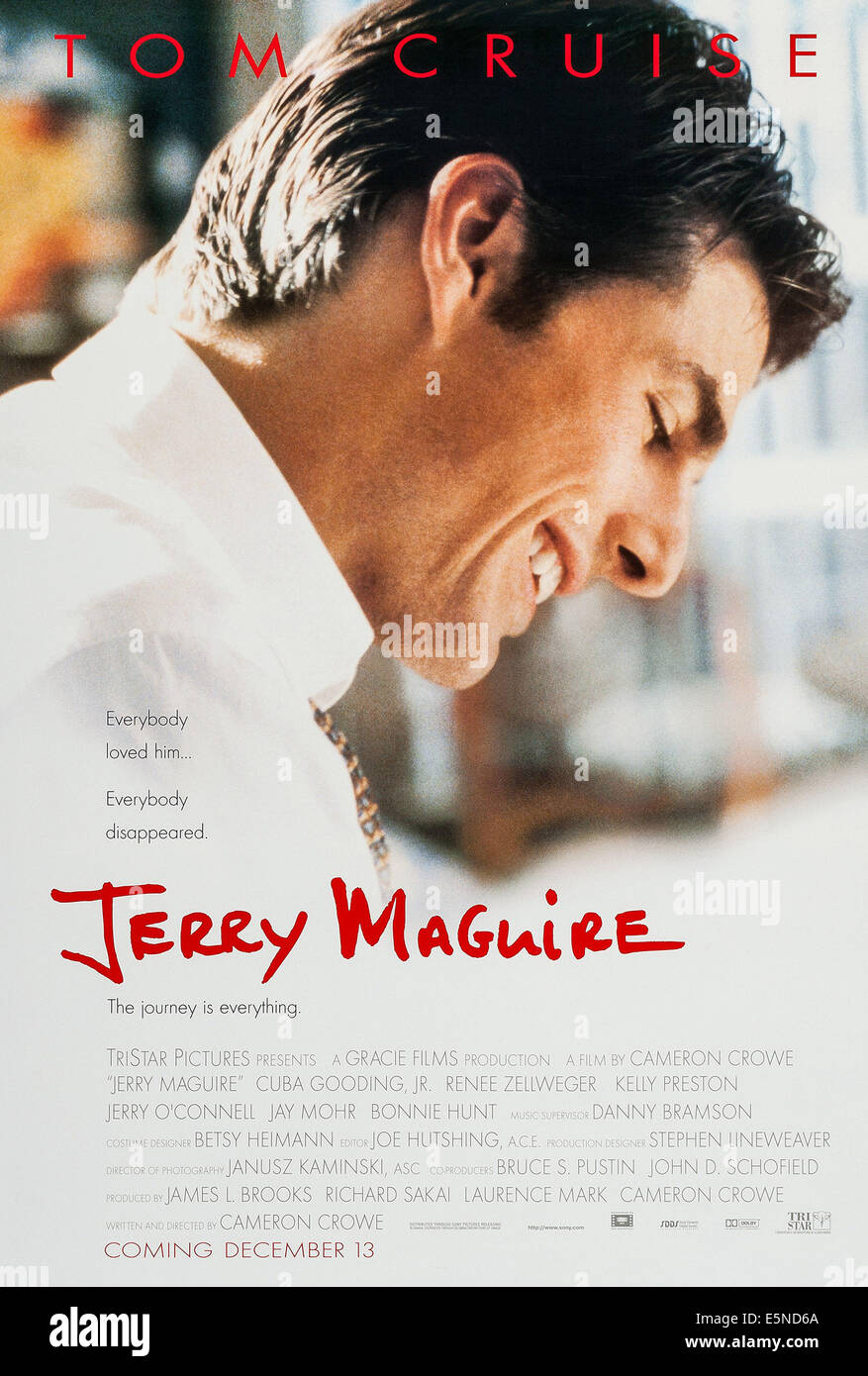 JERRY MAGUIRE, US poster art, Tom Cruise, 1996. ©TriStar Pictures/ Courtesy: Everett Collection. Stock Photo