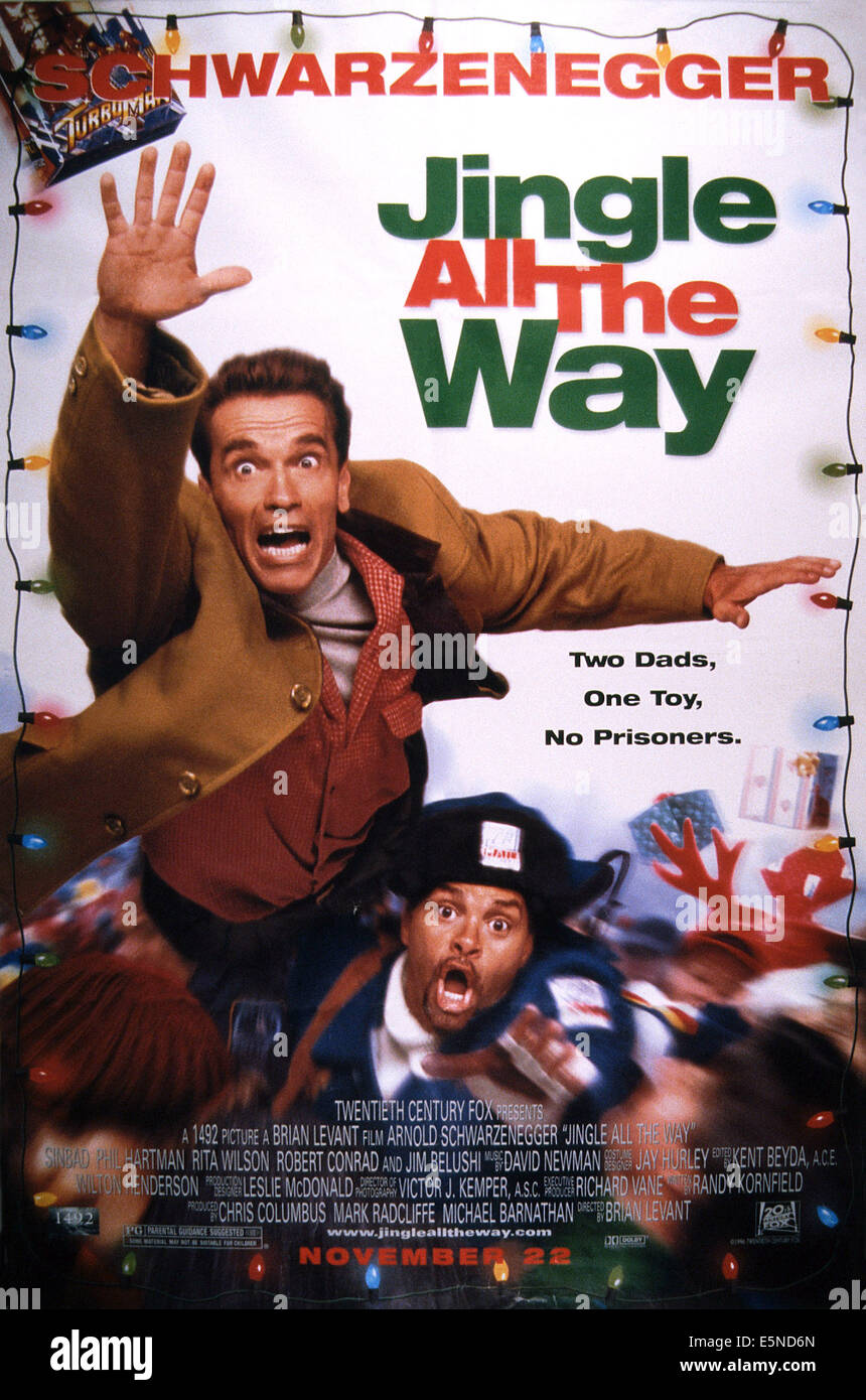 JINGLE ALL THE WAY, U.S. poster, from top: Arnold Schwarzenegger, Sinbad, 1996. TM and Copyright © 20th Century Fox Film Corp. Stock Photo