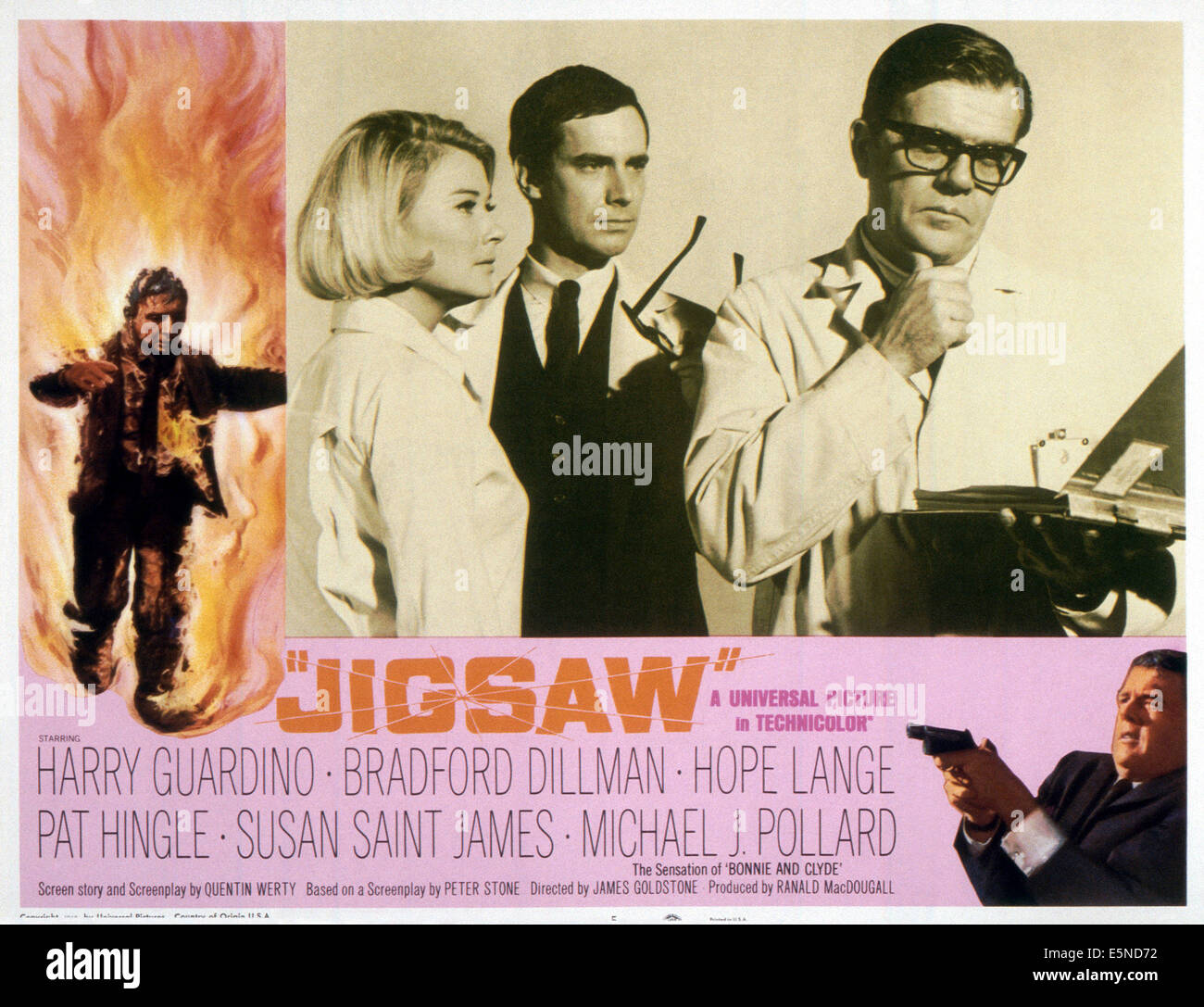 JIGSAW, from left: Hope Lange, Bradford Dillman, Pat Hingle, 1968 Stock Photo