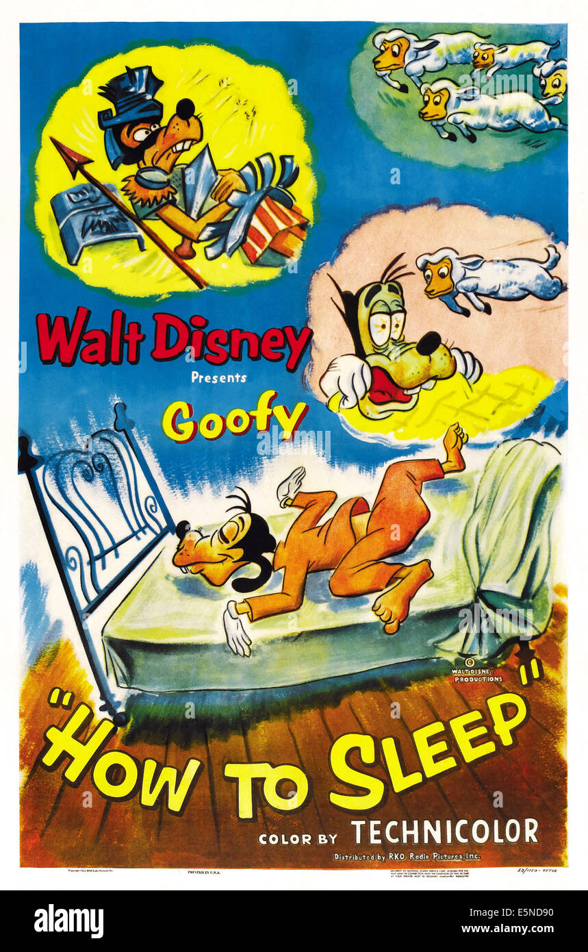 HOW TO SLEEP, US poster art, Goofy, 1953 Stock Photo