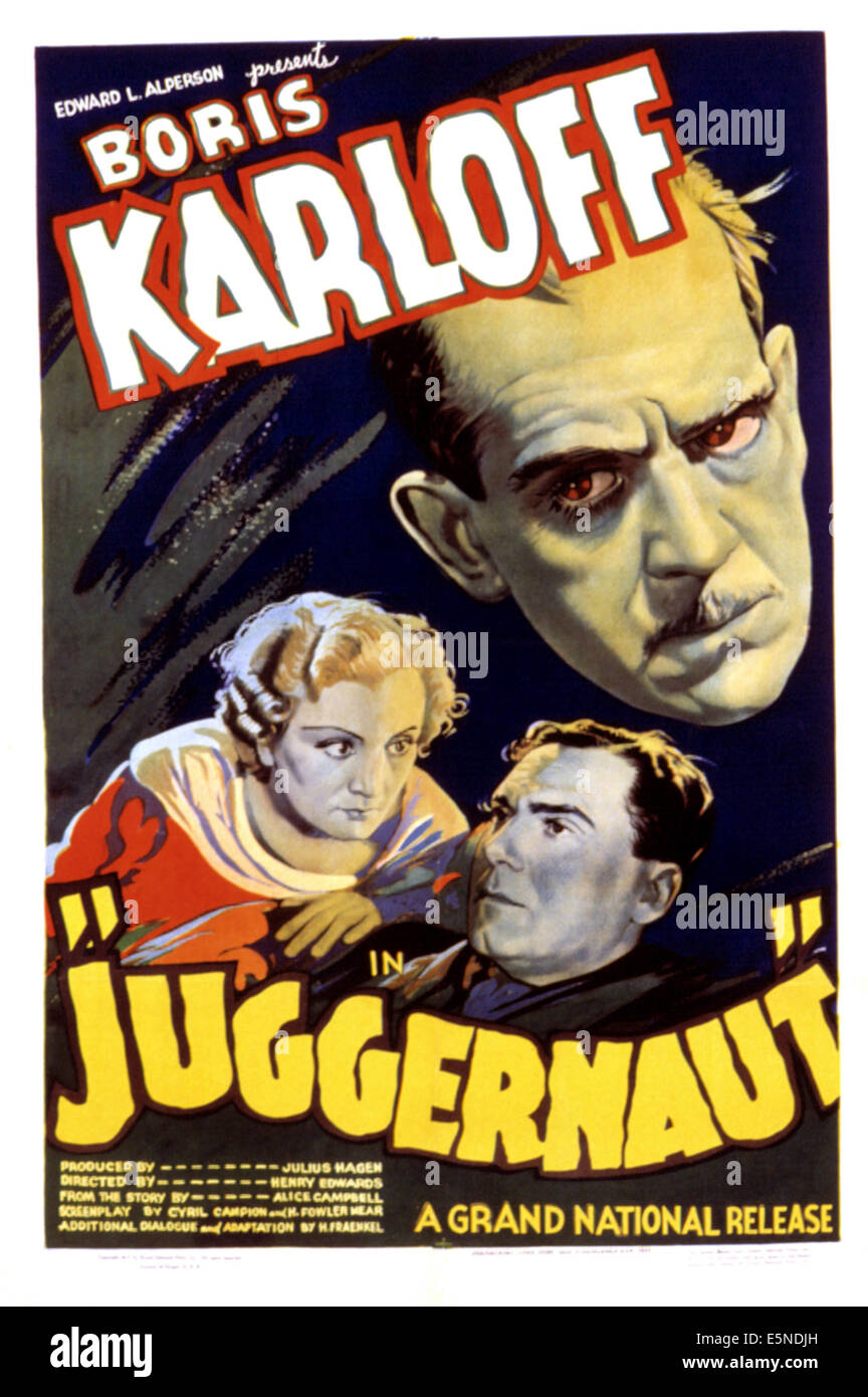 JUGGERNAUT, Mona Goya, Arthur Margetson, Boris Karloff, 1936 Stock Photo