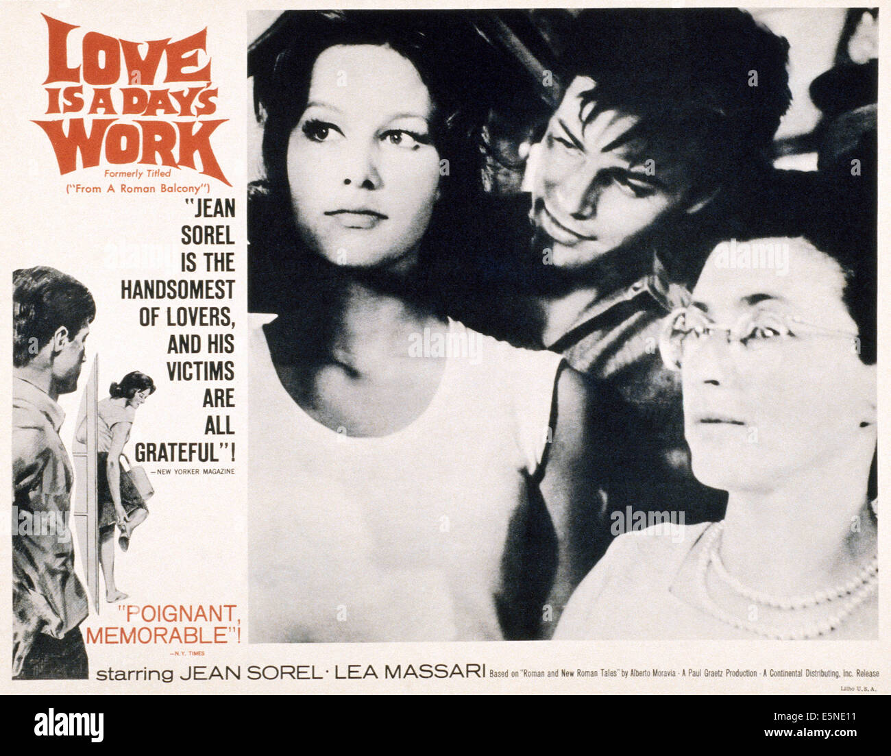 LOVE IS A DAY'S WORK, (aka FROM A ROMAN BALCONY, aka LA GIONATA BALORDA), Jean Sorel (center), 1960 Stock Photo