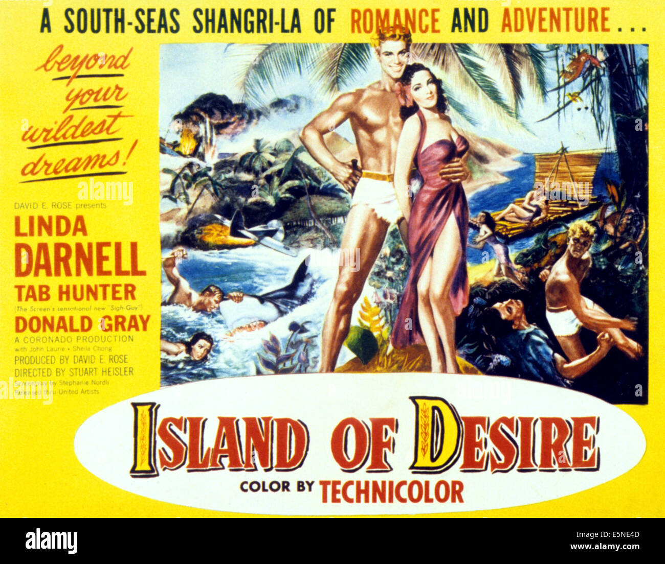 ISLAND OF DESIRE, from left: Tab Hunter, Linda Darnell, 1952, poster art Stock Photo