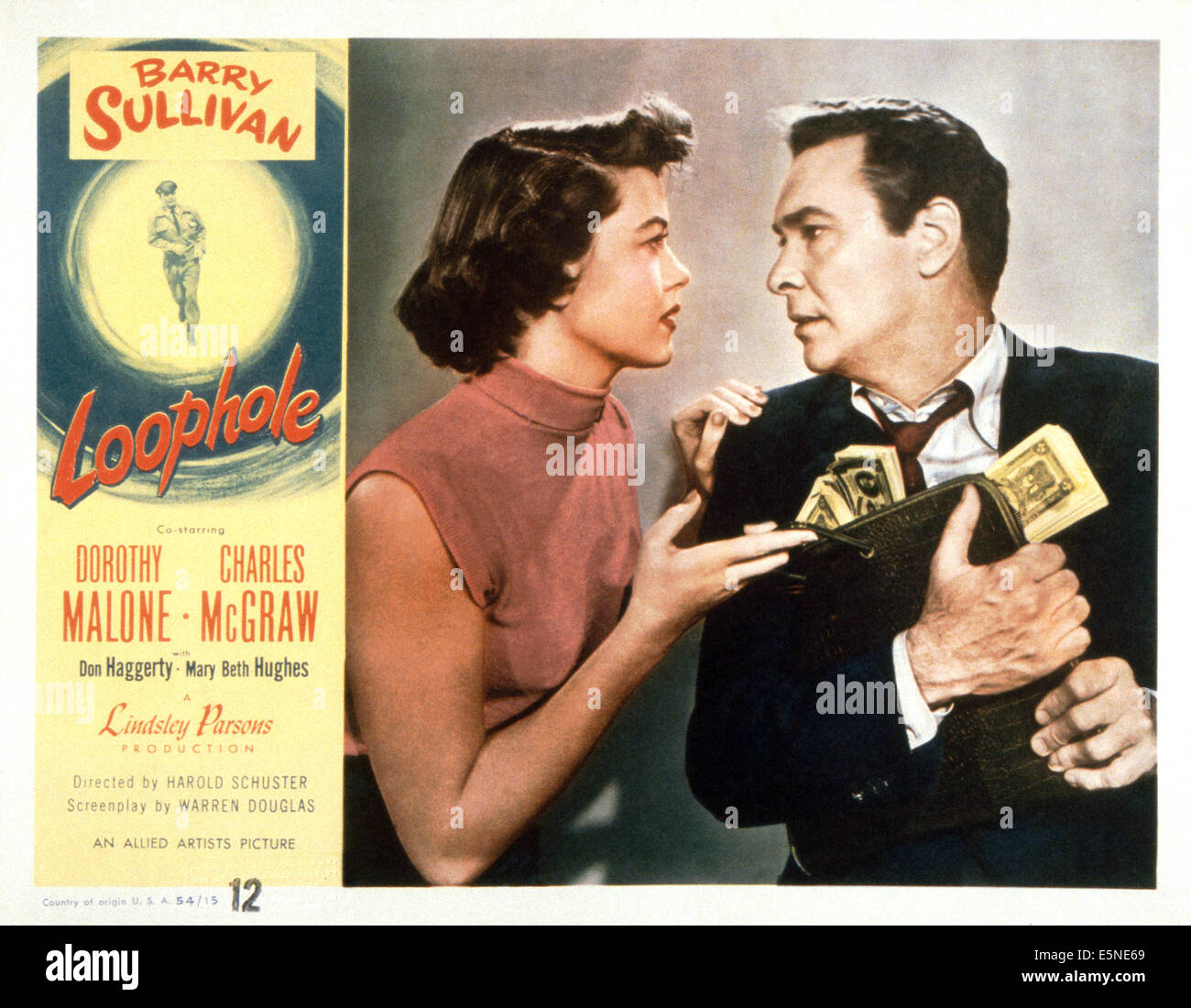 LOOPHOLE, from left: Dorothy Malone, Barry Sullivan, 1954 Stock Photo
