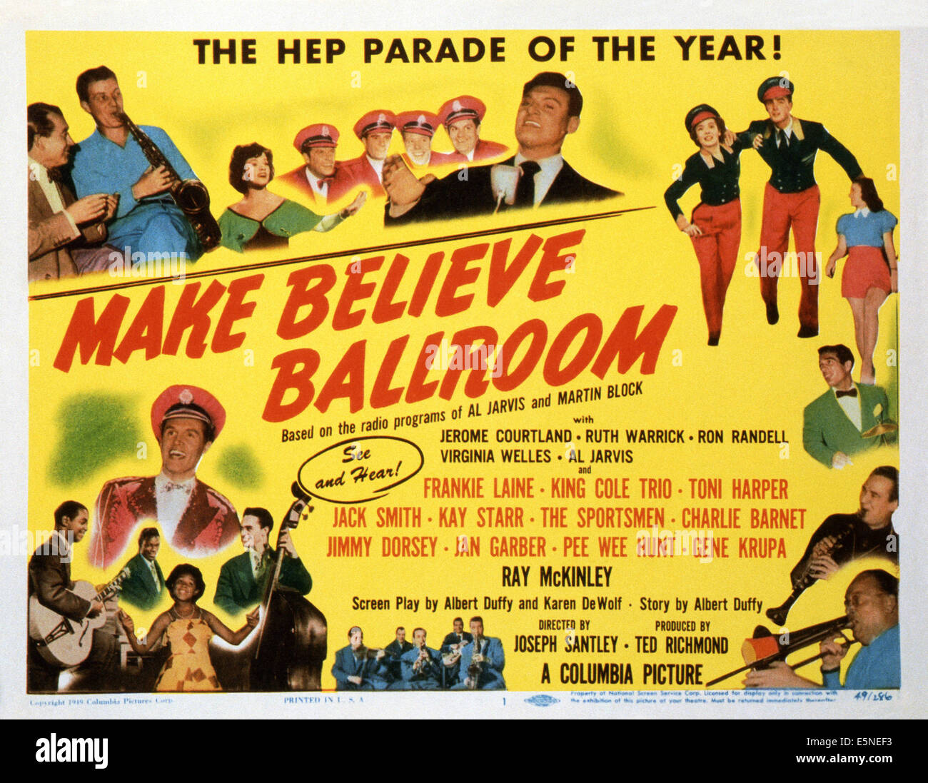MAKE BELIEVE BALLROOM, bottom: Jack Smith (wearing cap), King Cole Trio; top center: Frankie Laine, 1949 Stock Photo